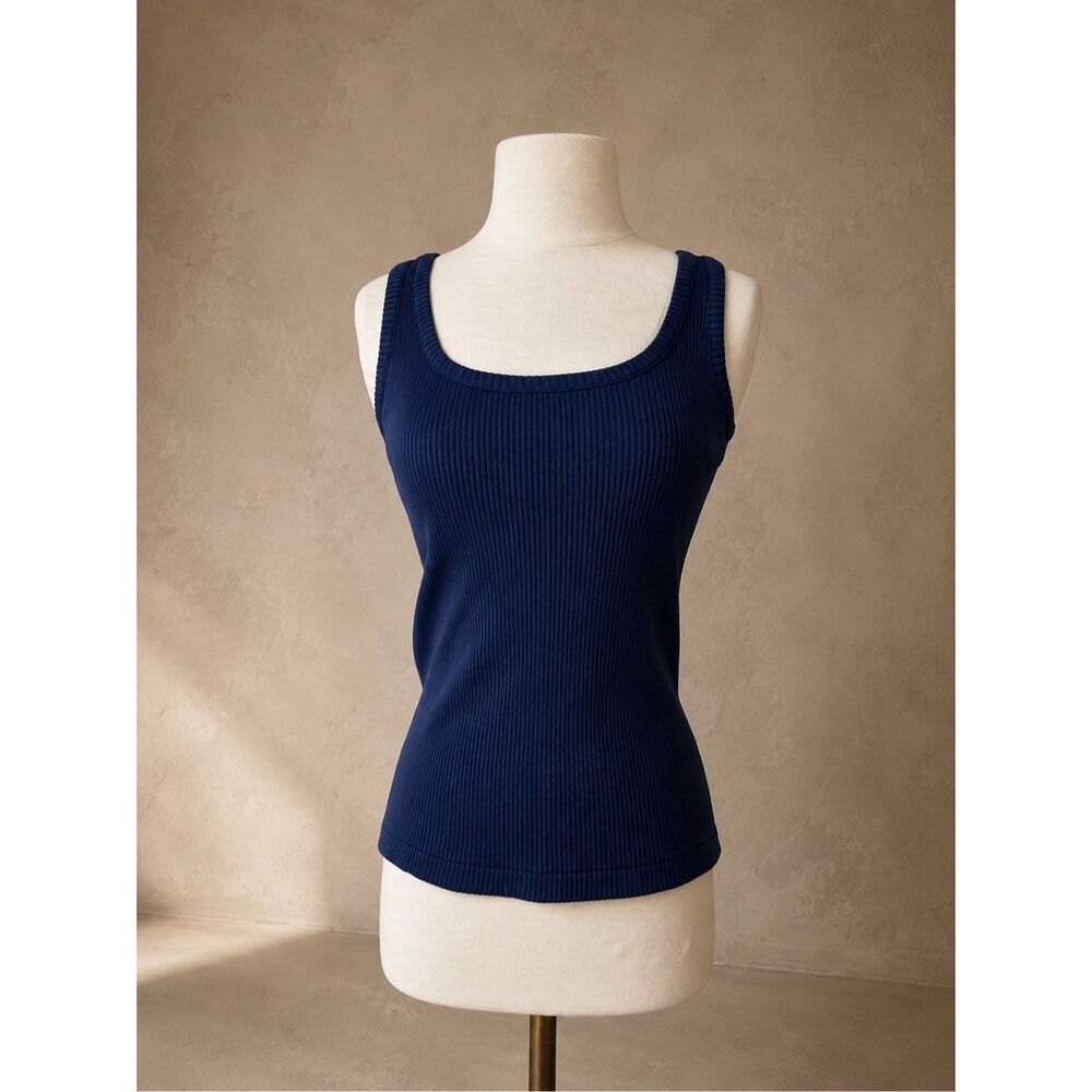 VINTAGE 70s | navy ribbed tank top | Donnkenny | medium